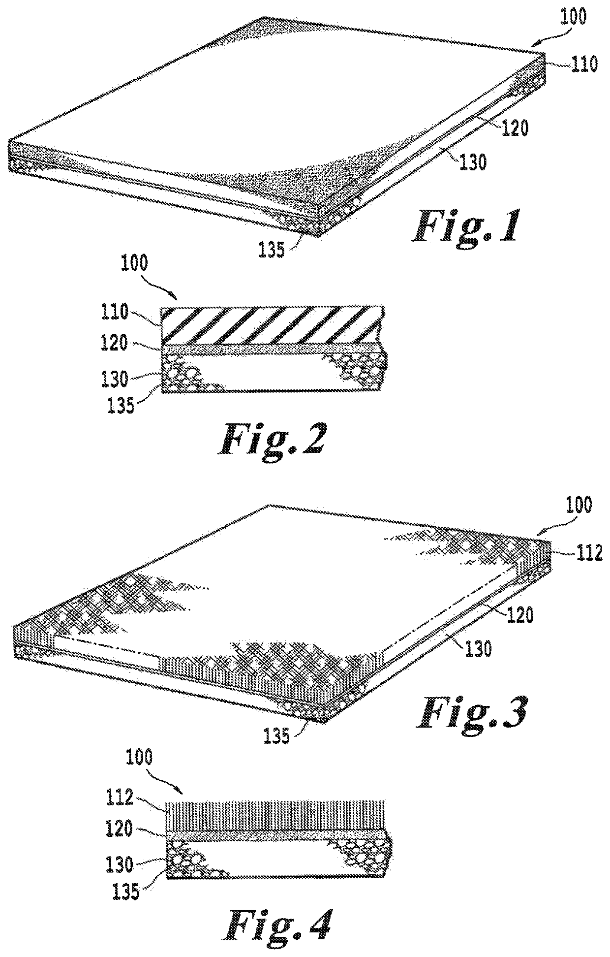 Recycled rubber backed cushioned vinyl