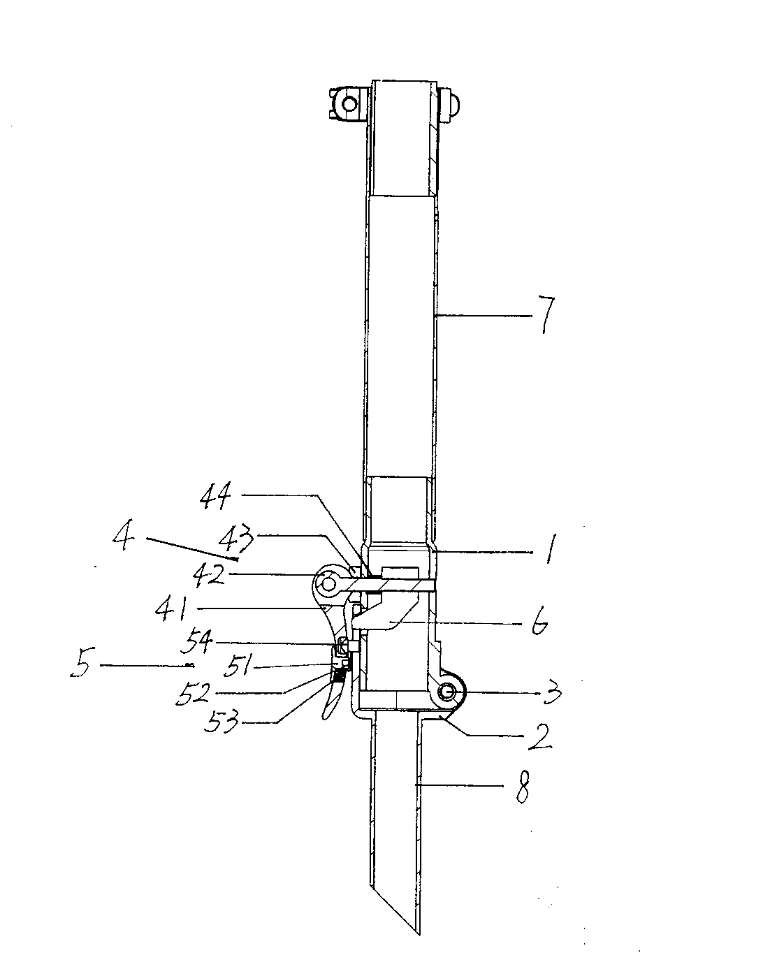 Semicircle-meshing folding handle vertical tube fast to demount and lock and having internal wedged bolt