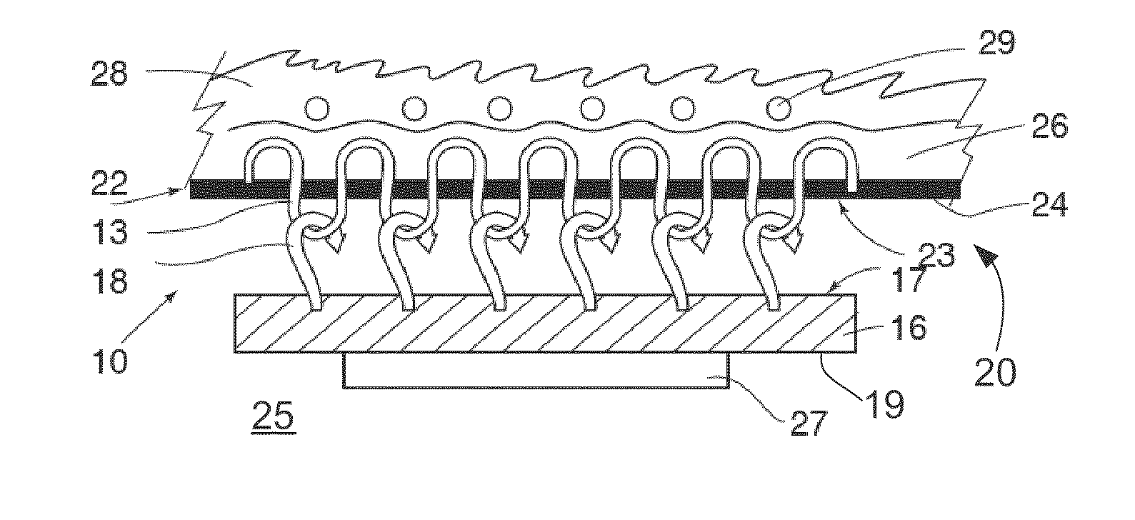 Tyre equipped for attaching an object to a wall thereof