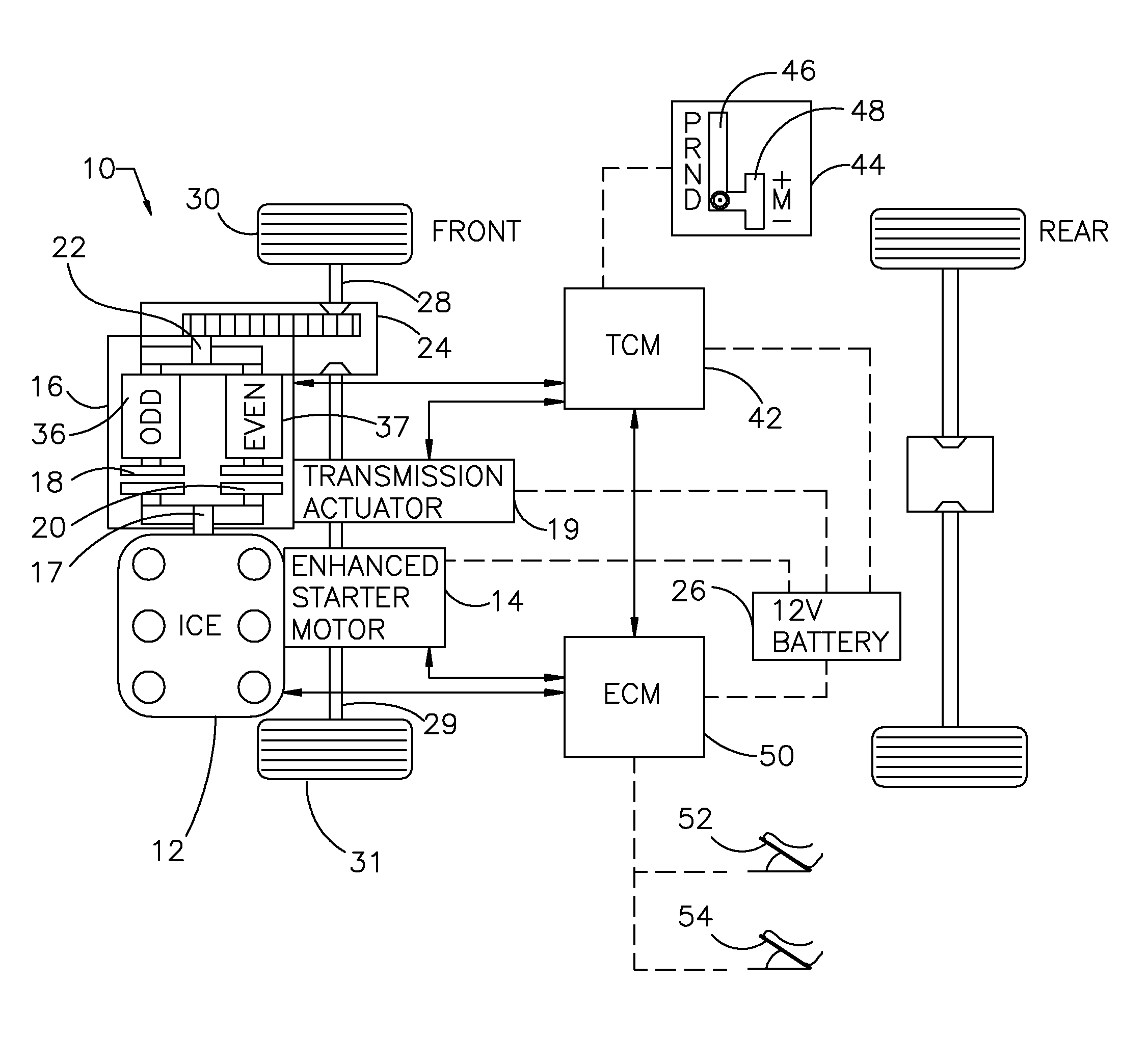 Control of a Dry, Dual-Clutch Transmission During an Engine Restart of a Hybrid Electric Vehicle