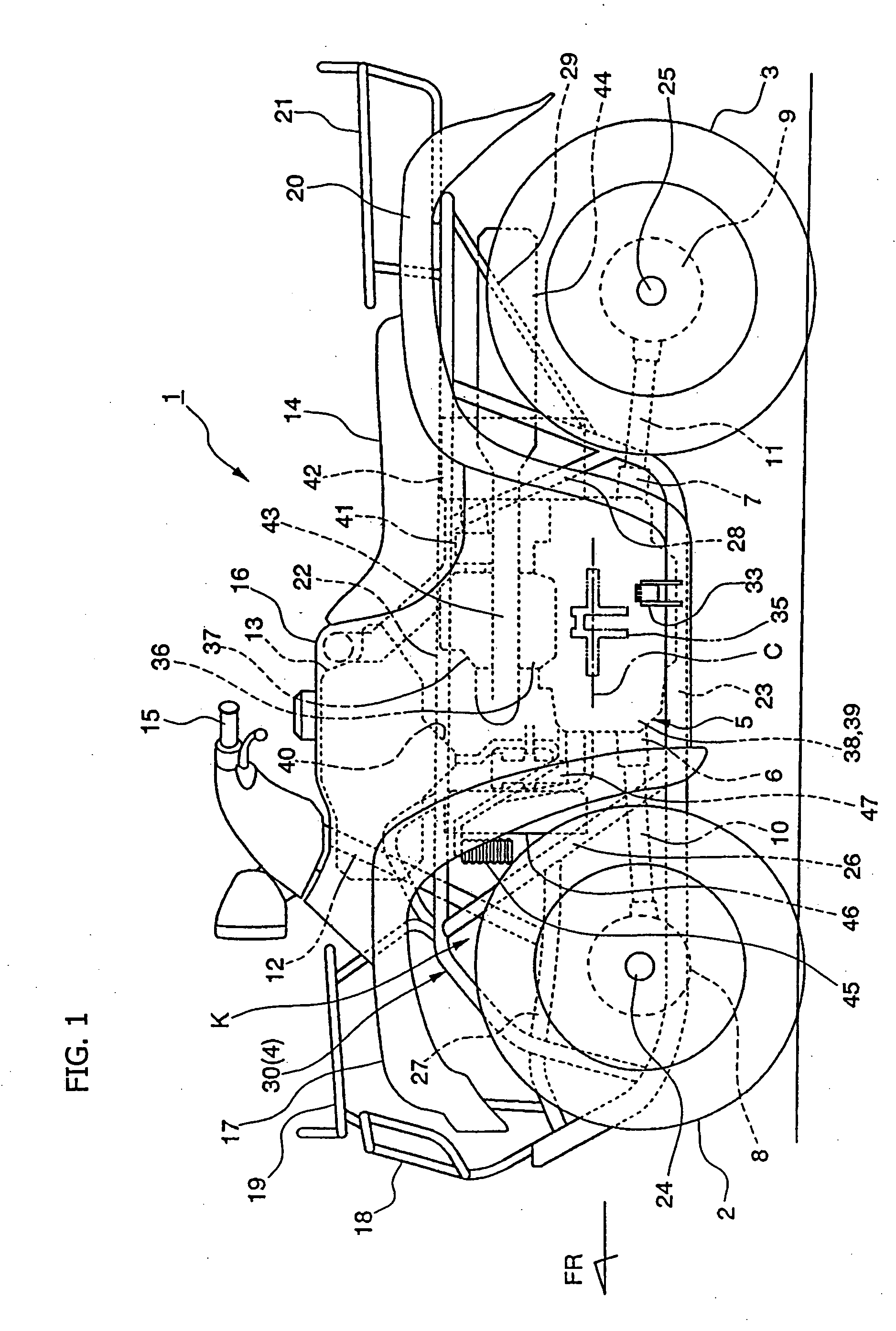 Fuel injection system and related structure for a four-wheeled saddle-type vehicle