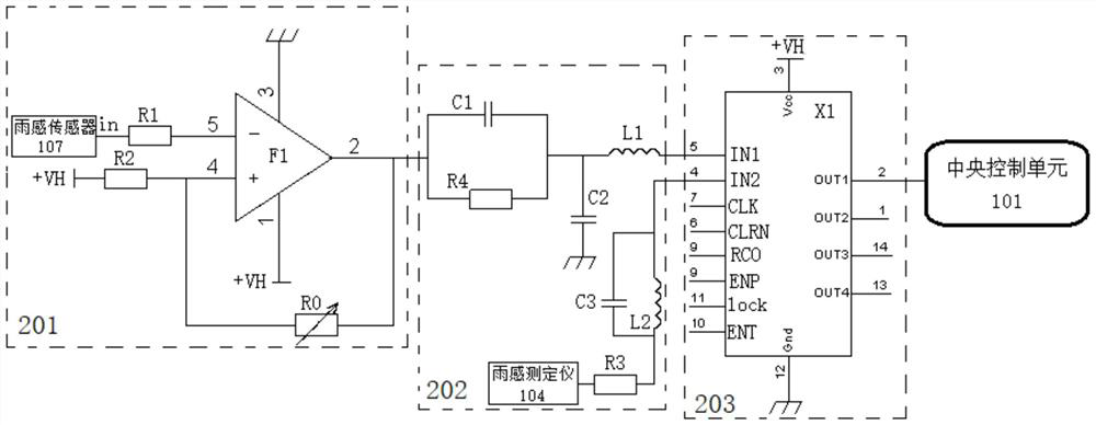 Intelligent detection system of rain-sensing window closer, and circuit structure and detection method thereof