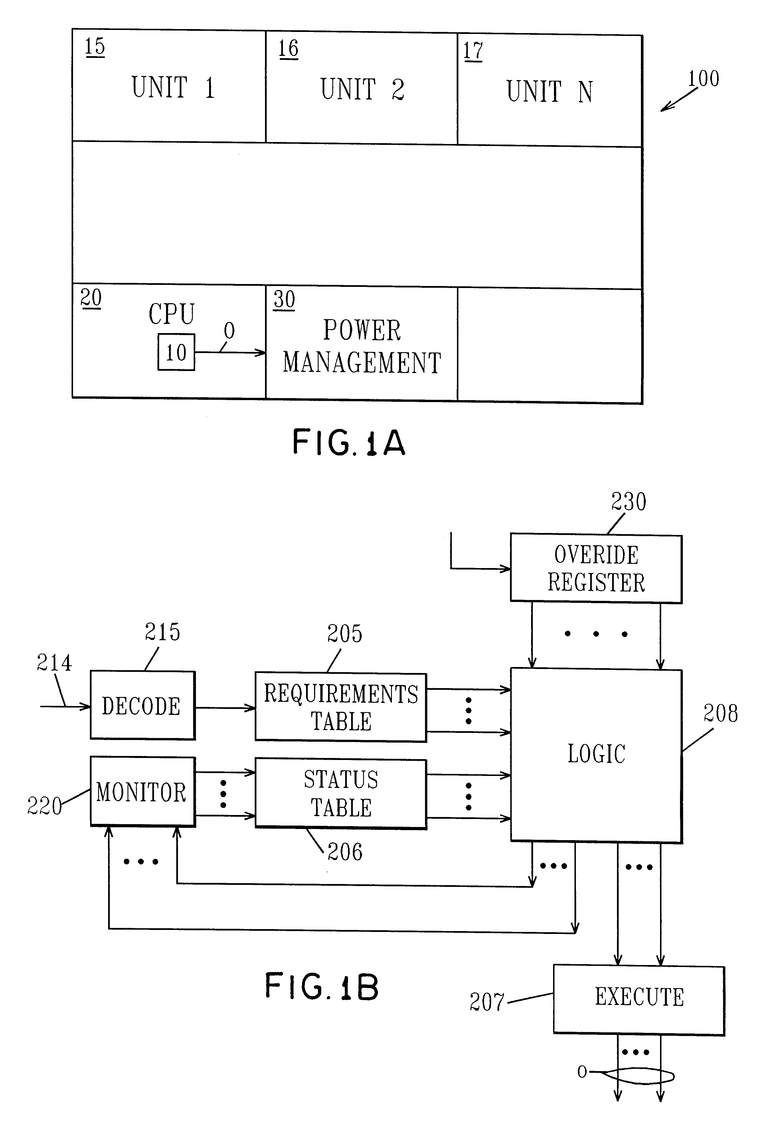 Managing Vt for reduced power using a status table