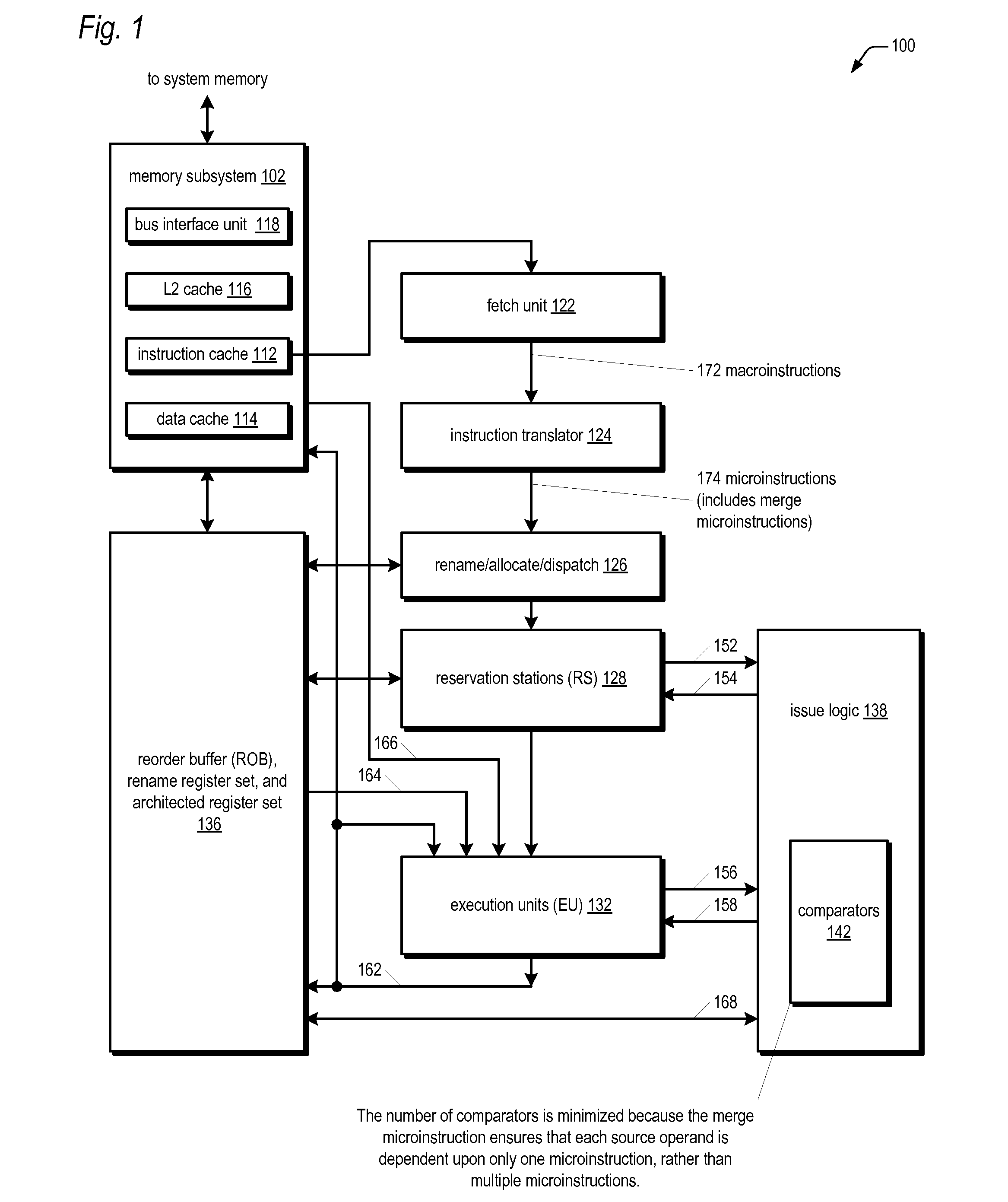 Merge microinstruction for minimizing source dependencies in out-of-order execution microprocessor with variable data size macroarchitecture