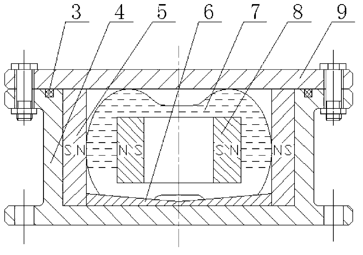 Magnetic liquid damping vibration attenuating device