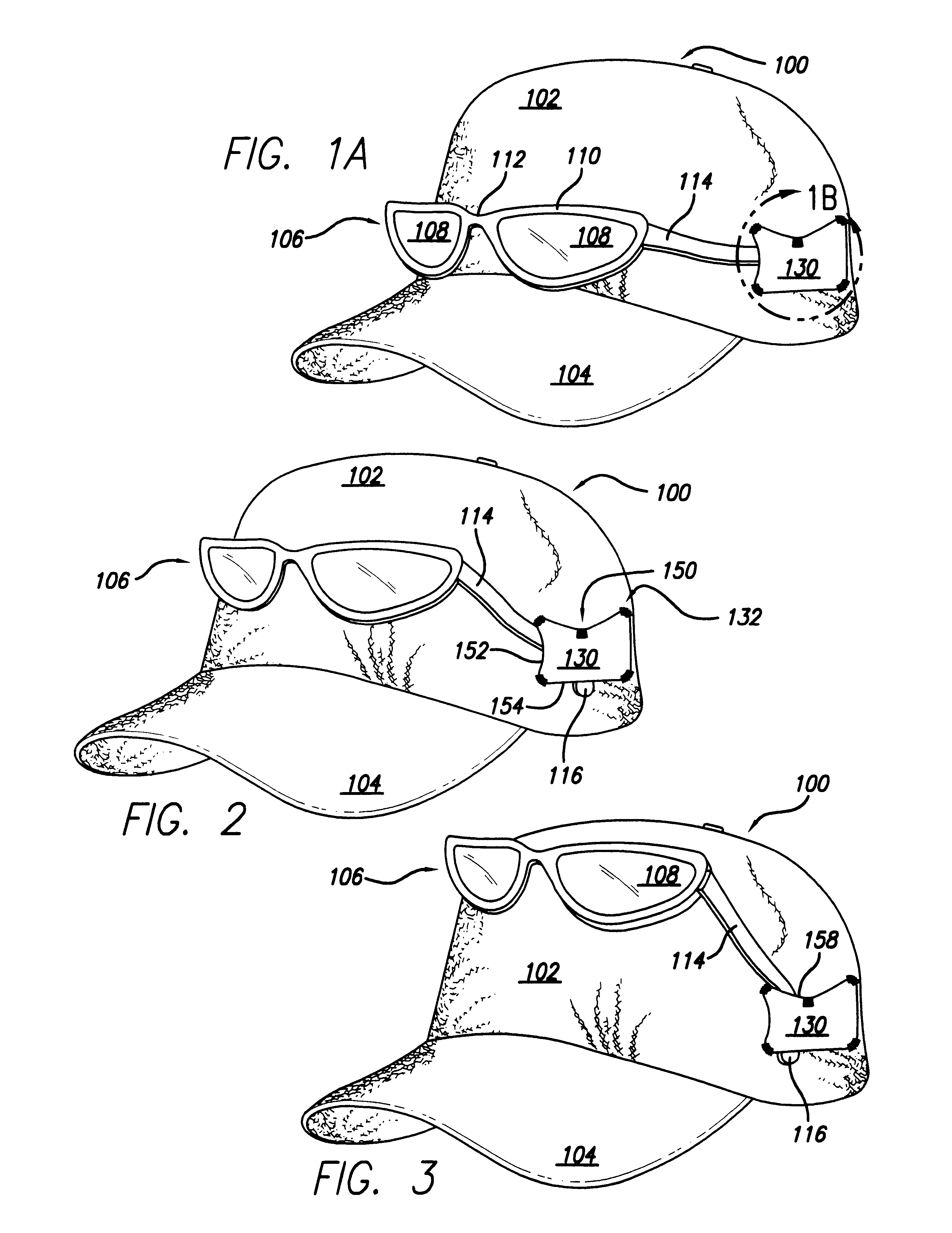 Cap having versatile sunglass retainer and sunglass retaining method