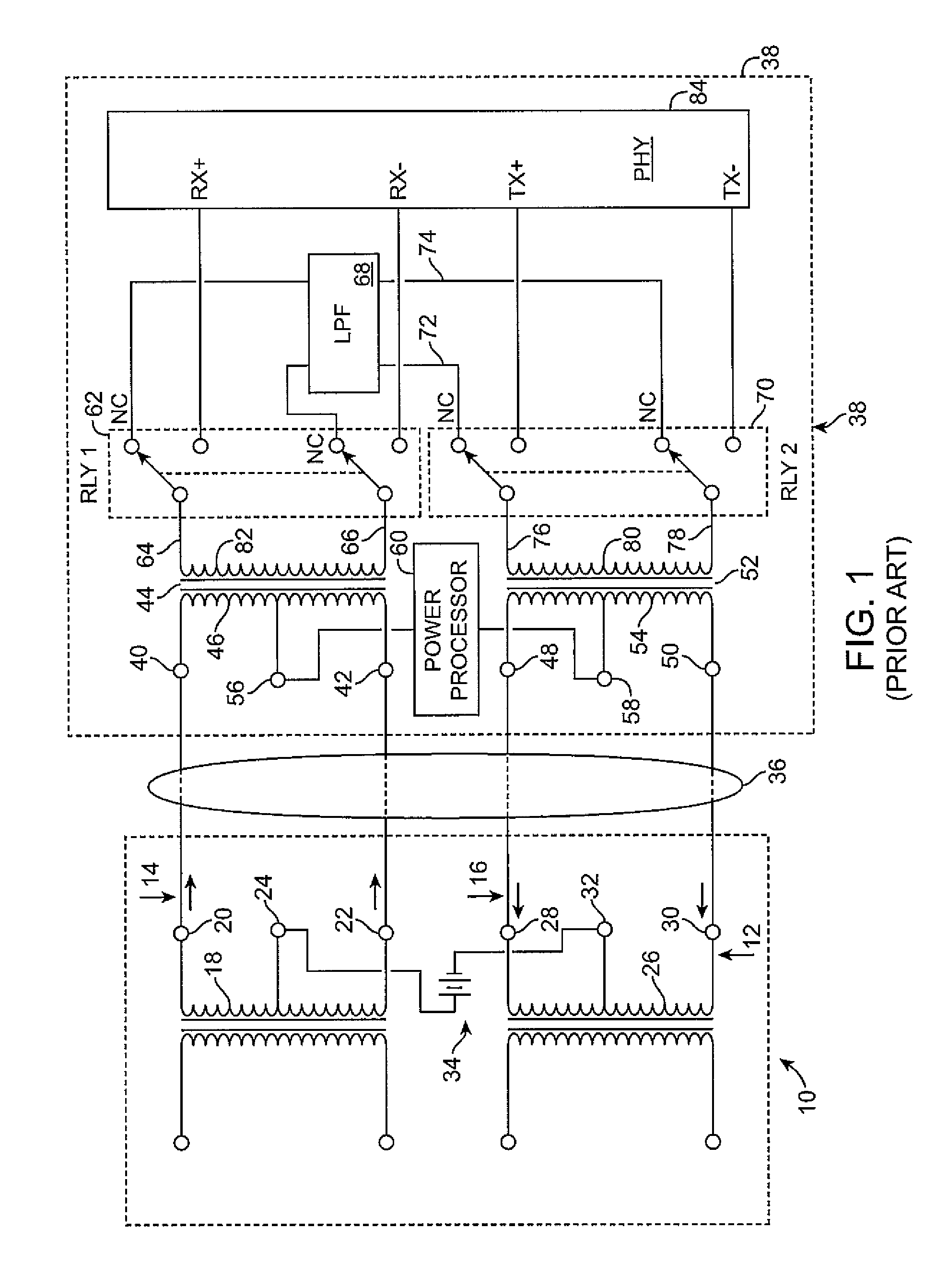 Unpowered twisted pair loopback circuit for differential mode signaling