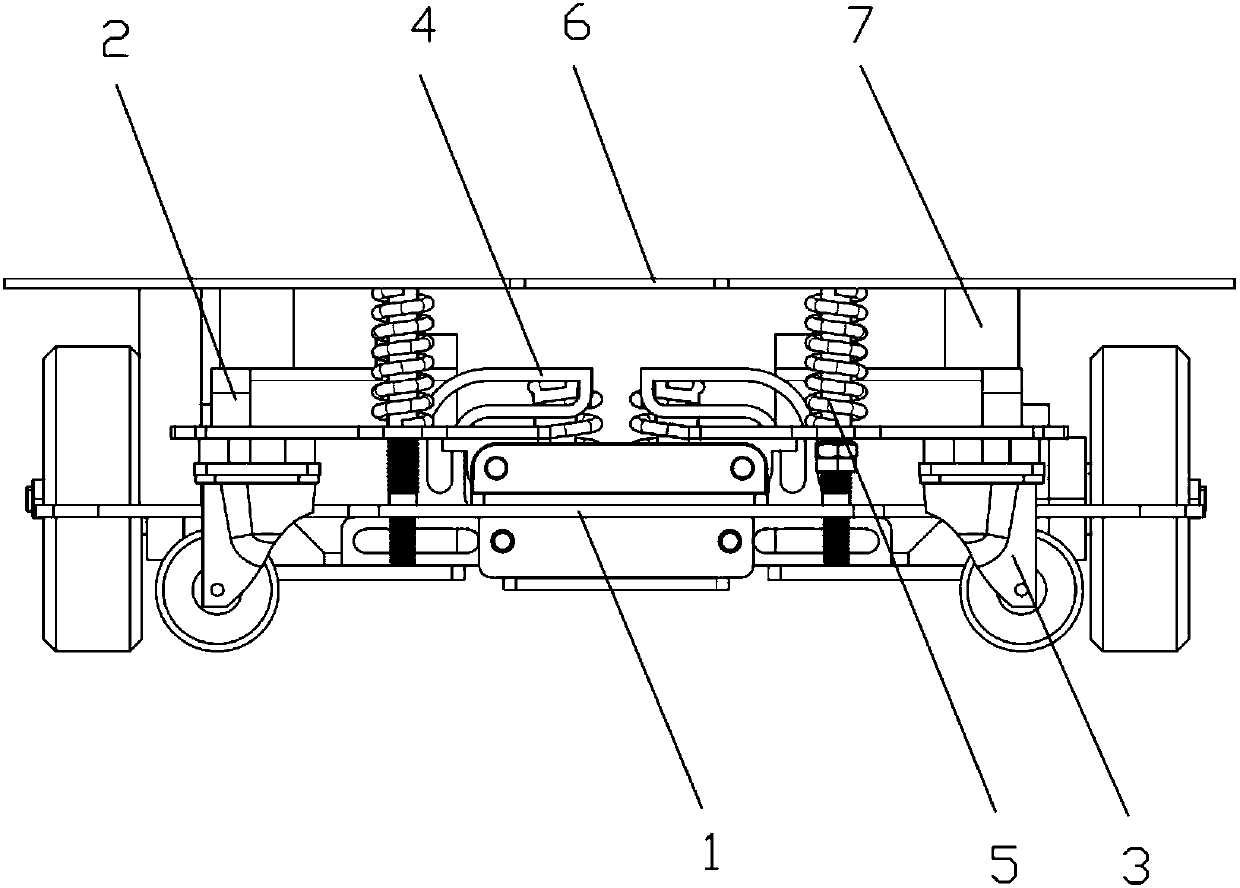 Six-wheeled AGV suspension chassis