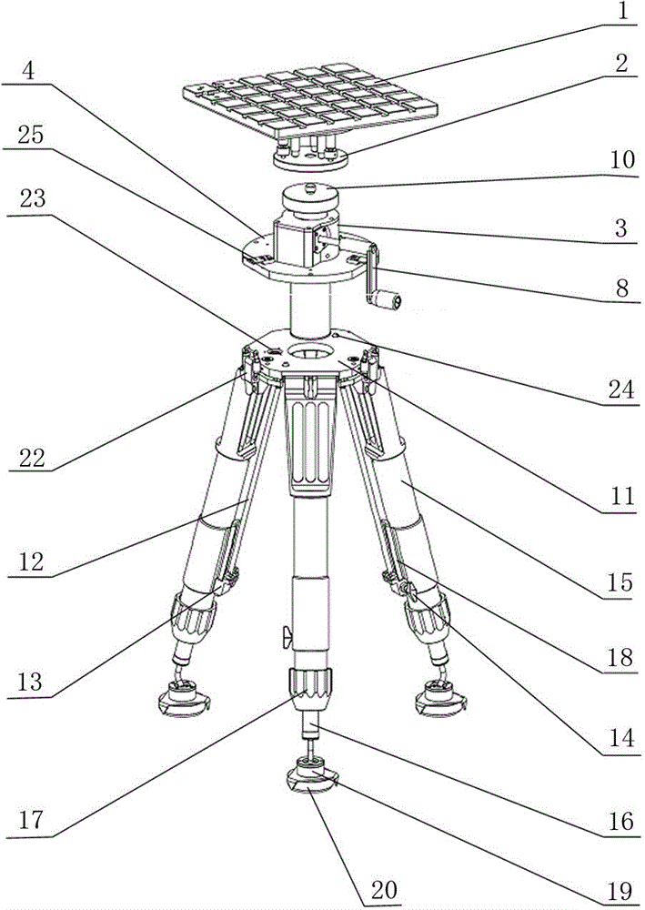 Adjusting platform for universal erection of any-landform and space photoelectric equipment