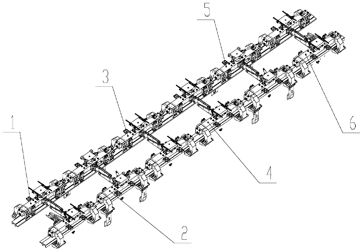 A six-suspension module medium-speed maglev vehicle running mechanism