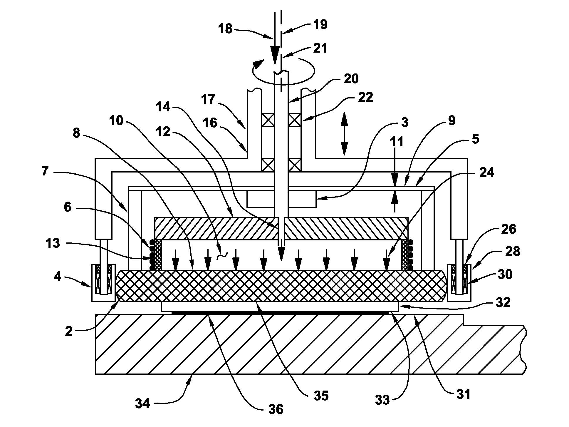 Spider arm driven flexible chamber abrading workholder