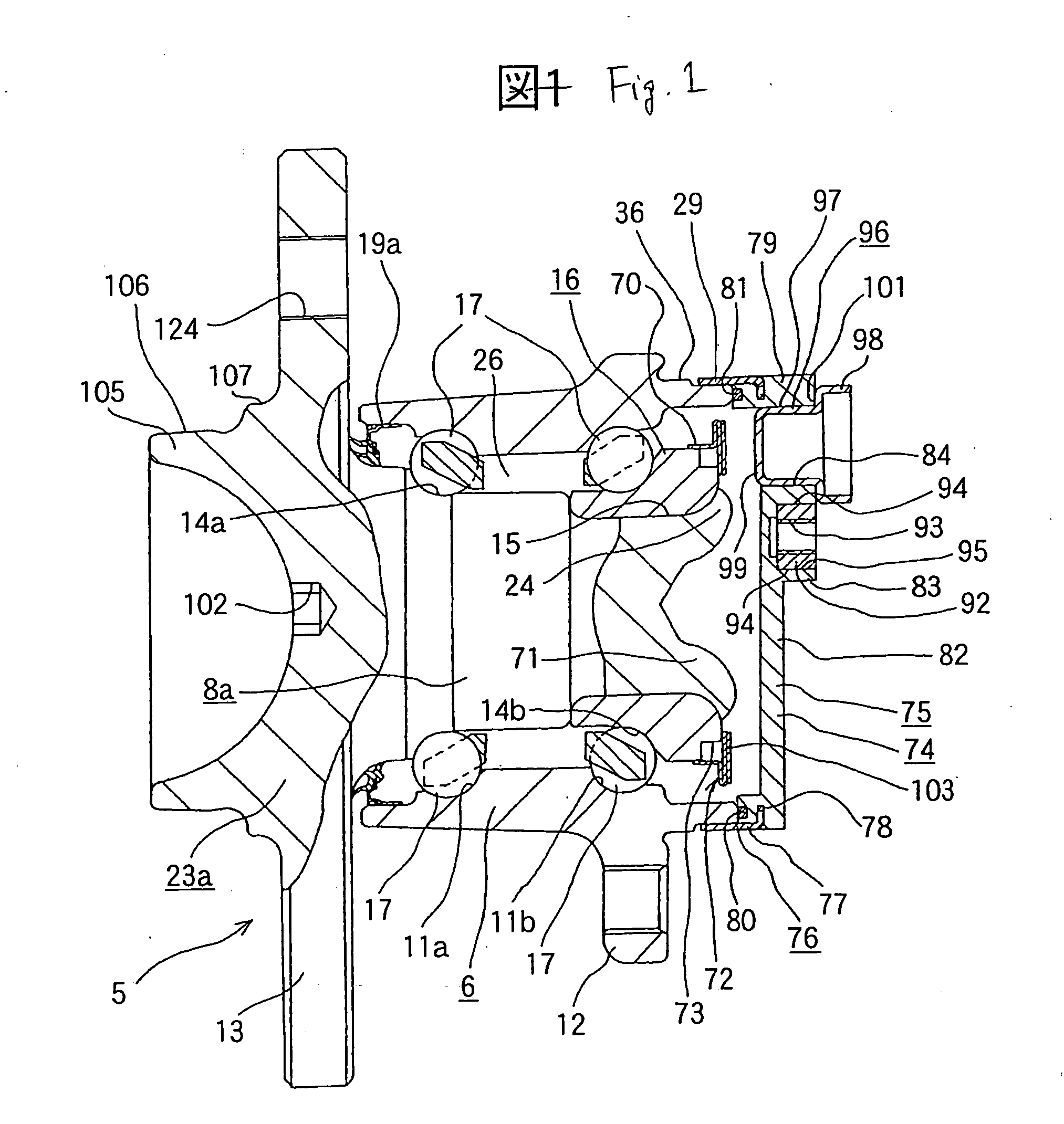 Bearing unit for wheel and method of manufacturing the bearing unit