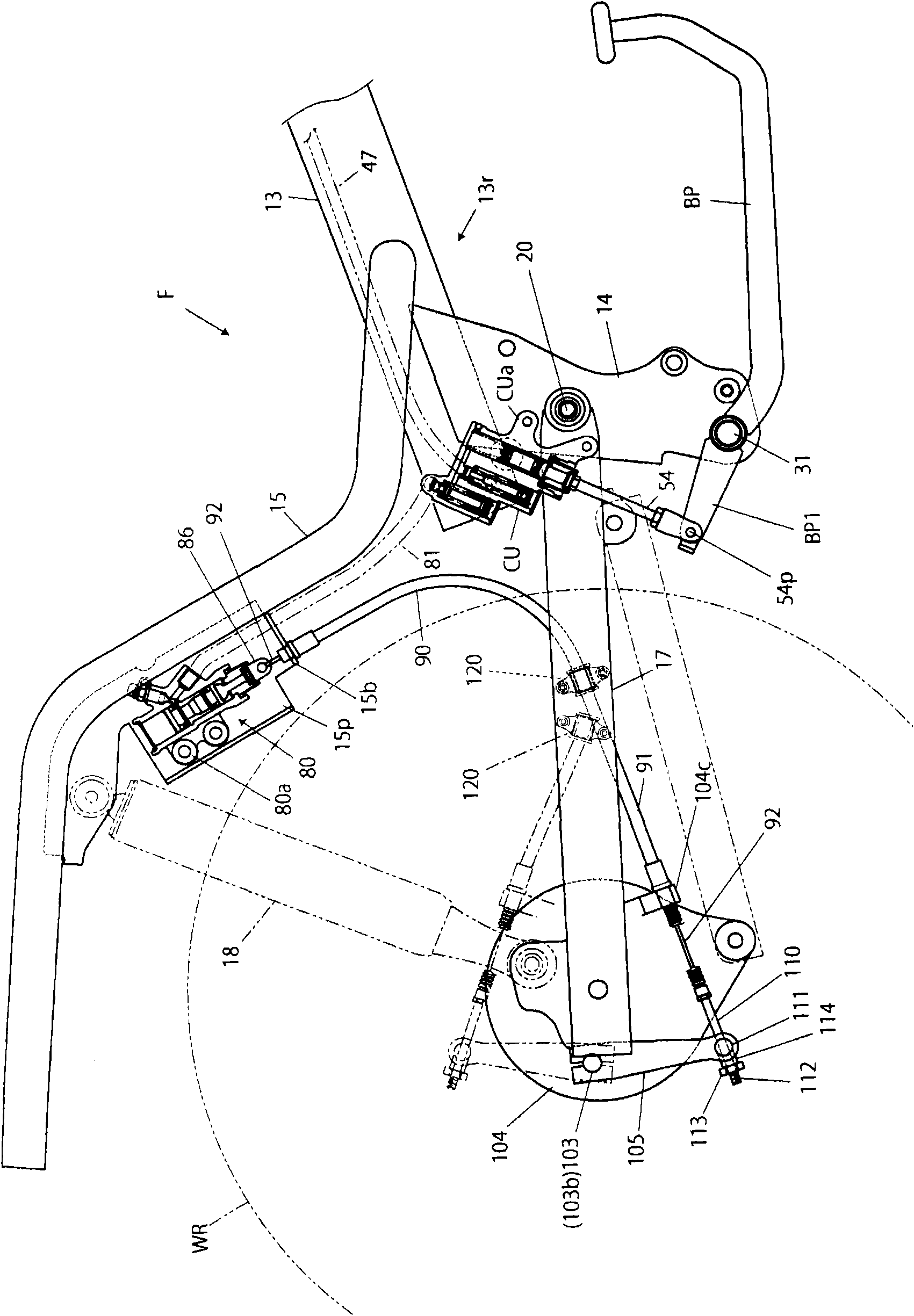 Interlocked brake device for two-wheel motorcycle