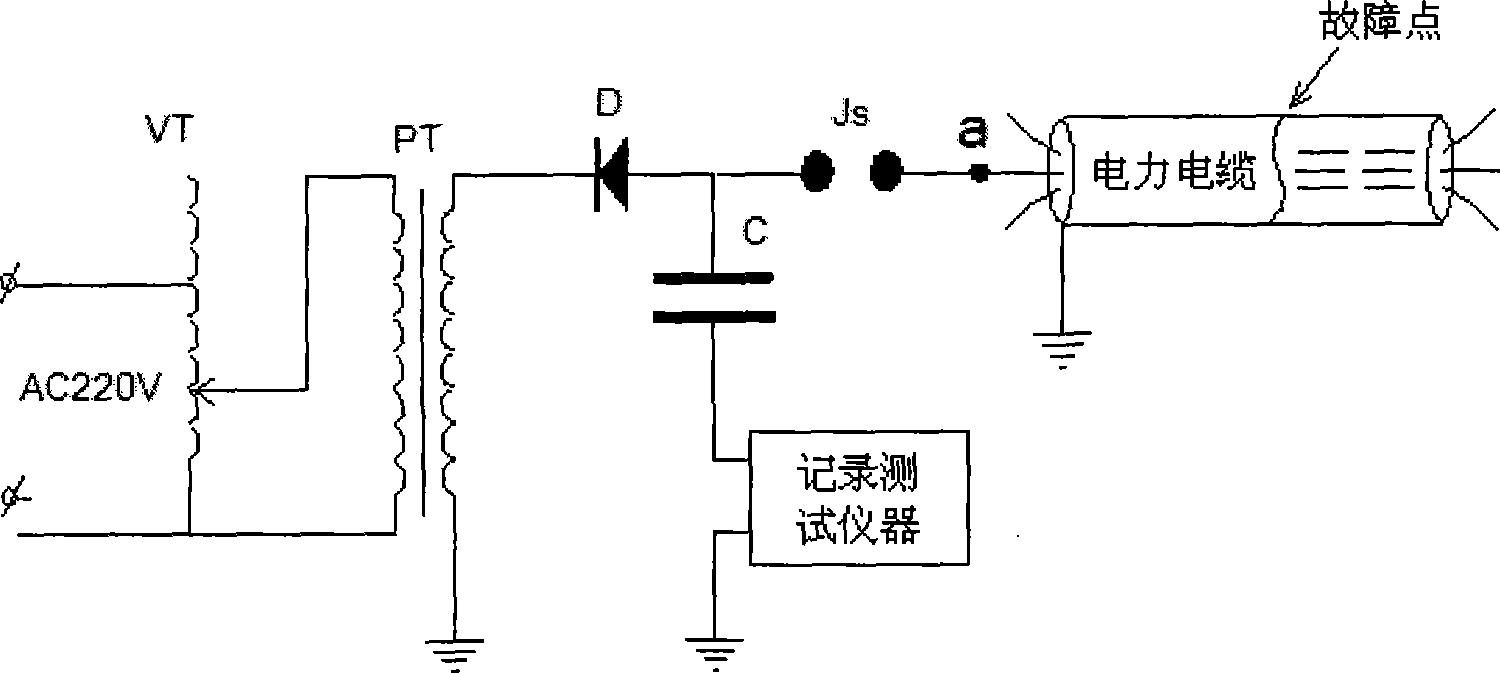 Method for testing power cable fault based on secondary pulse mode