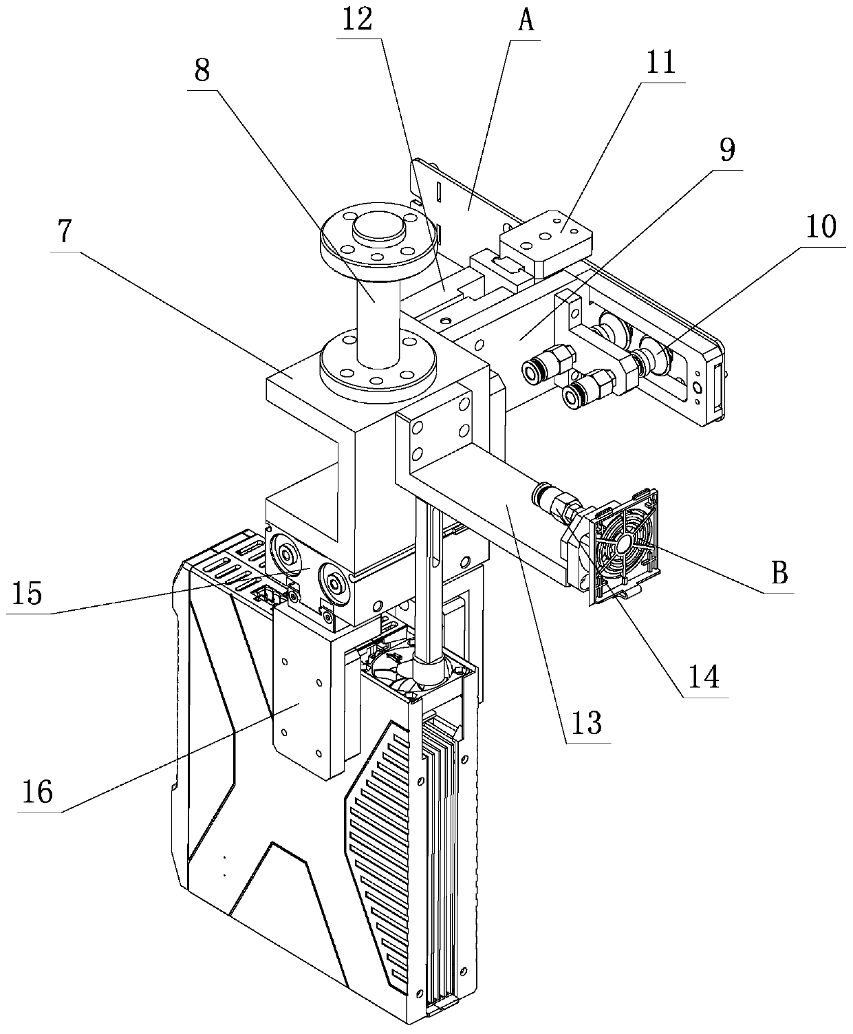 An assembly workstation for a servo drive base plate and a fan cover