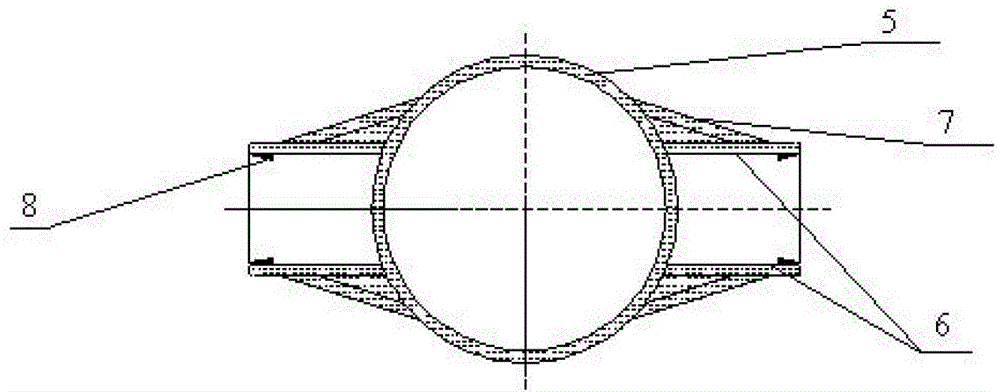 Tower node connection device made from composite material