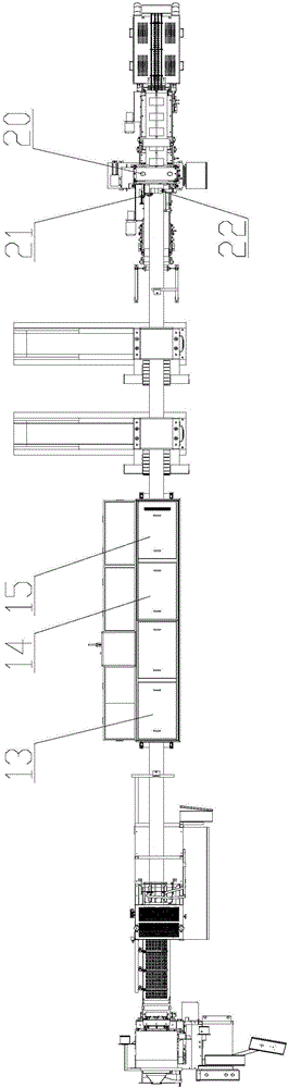 Production line for continuously casting and fragmenting storage battery plate grid