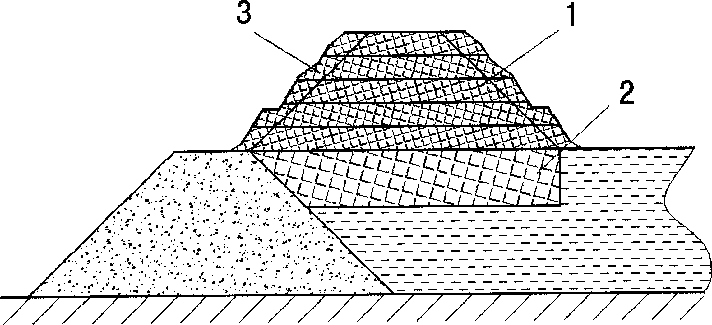 Sub-dam construction method of Bayer process red-mud dry-stacking field