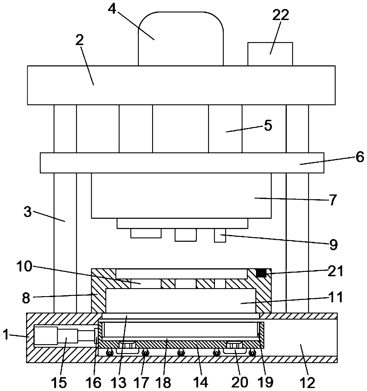 Stamping die for facilitating waste discharge