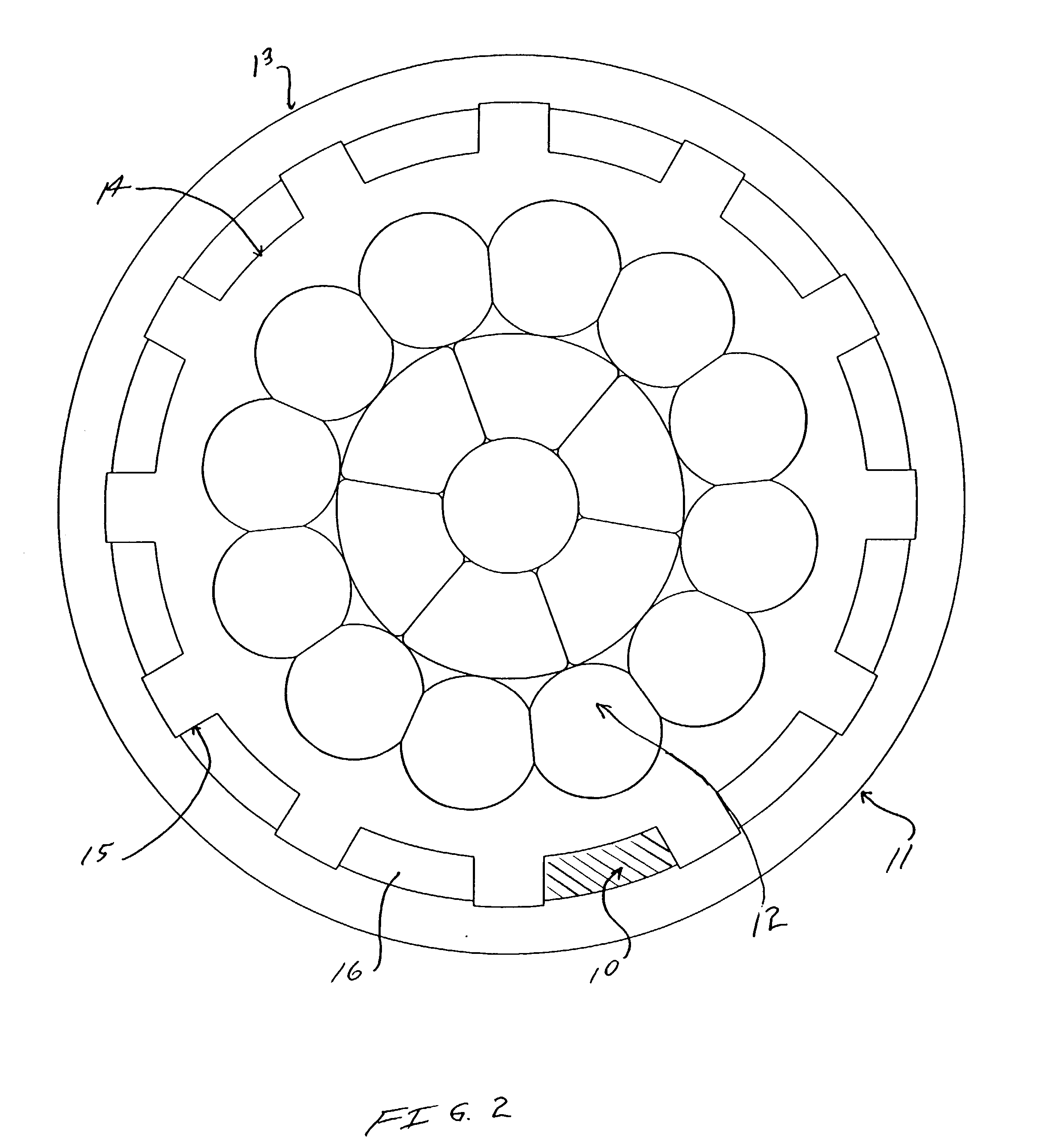 Self-sealing electrical cable having a finned or ribbed structure between protective layers