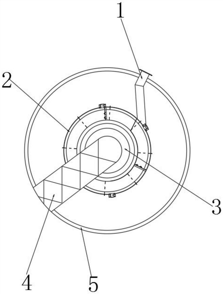 A high-efficiency tangentially diverted inflow stabilization device for a center-driven thickener