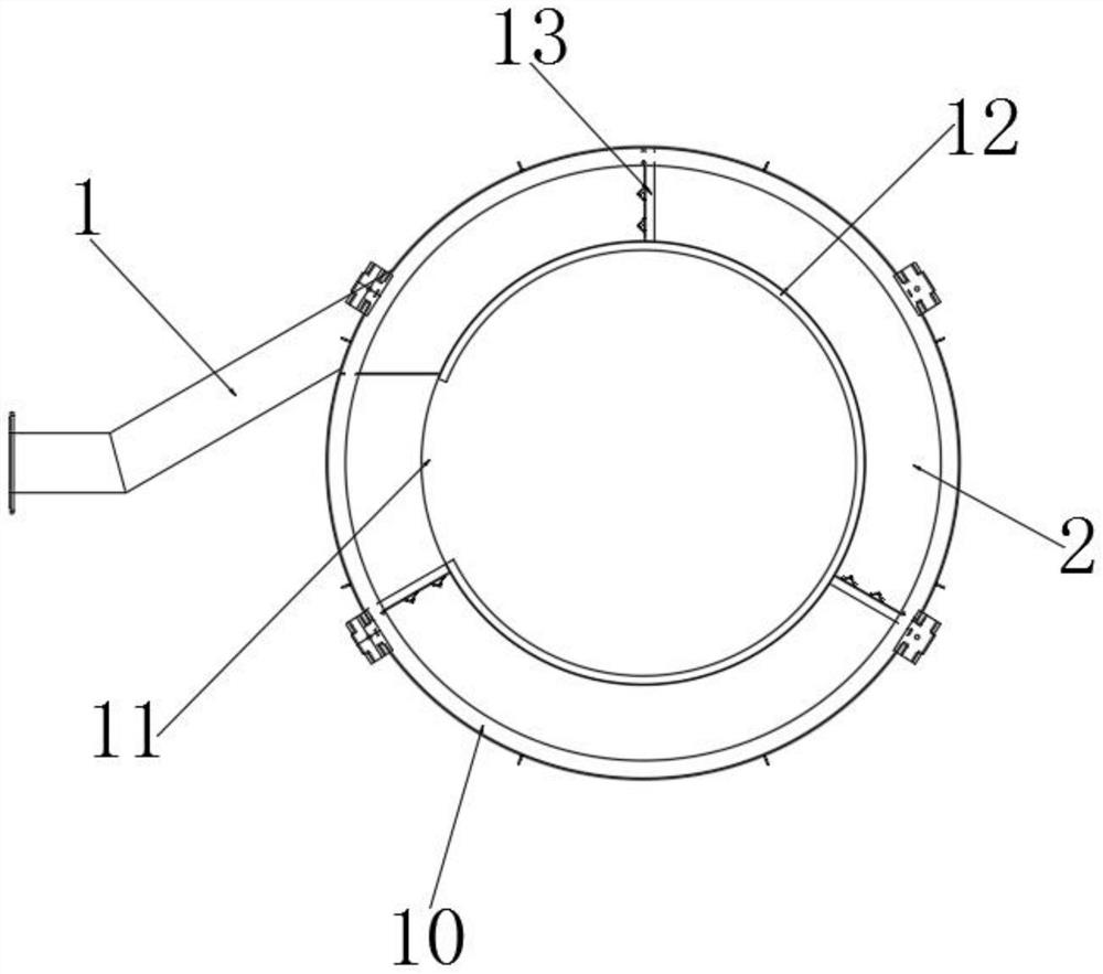 A high-efficiency tangentially diverted inflow stabilization device for a center-driven thickener