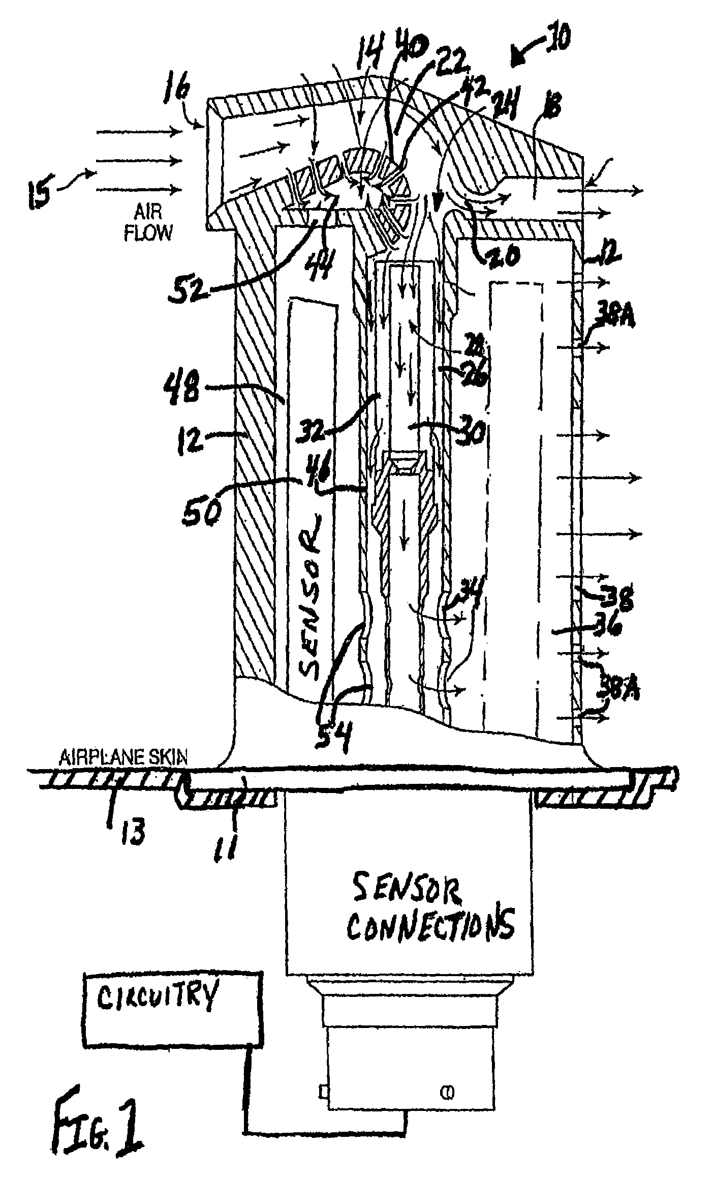 Total air temperature probe providing a secondary sensor measurement chamber