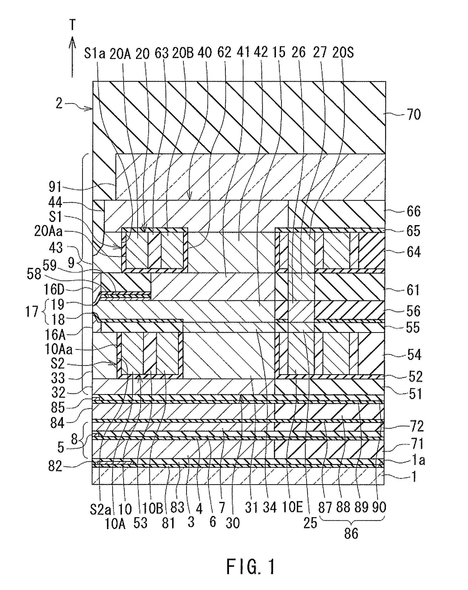 Magnetic head for perpendicular magnetic recording having a main pole, a shield and a coil core part setback away from the medium facing surface a specified distance