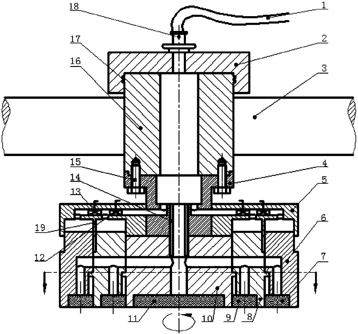 Multi-stage vacuum adsorption device and processing method for magnetorheological plane polishing