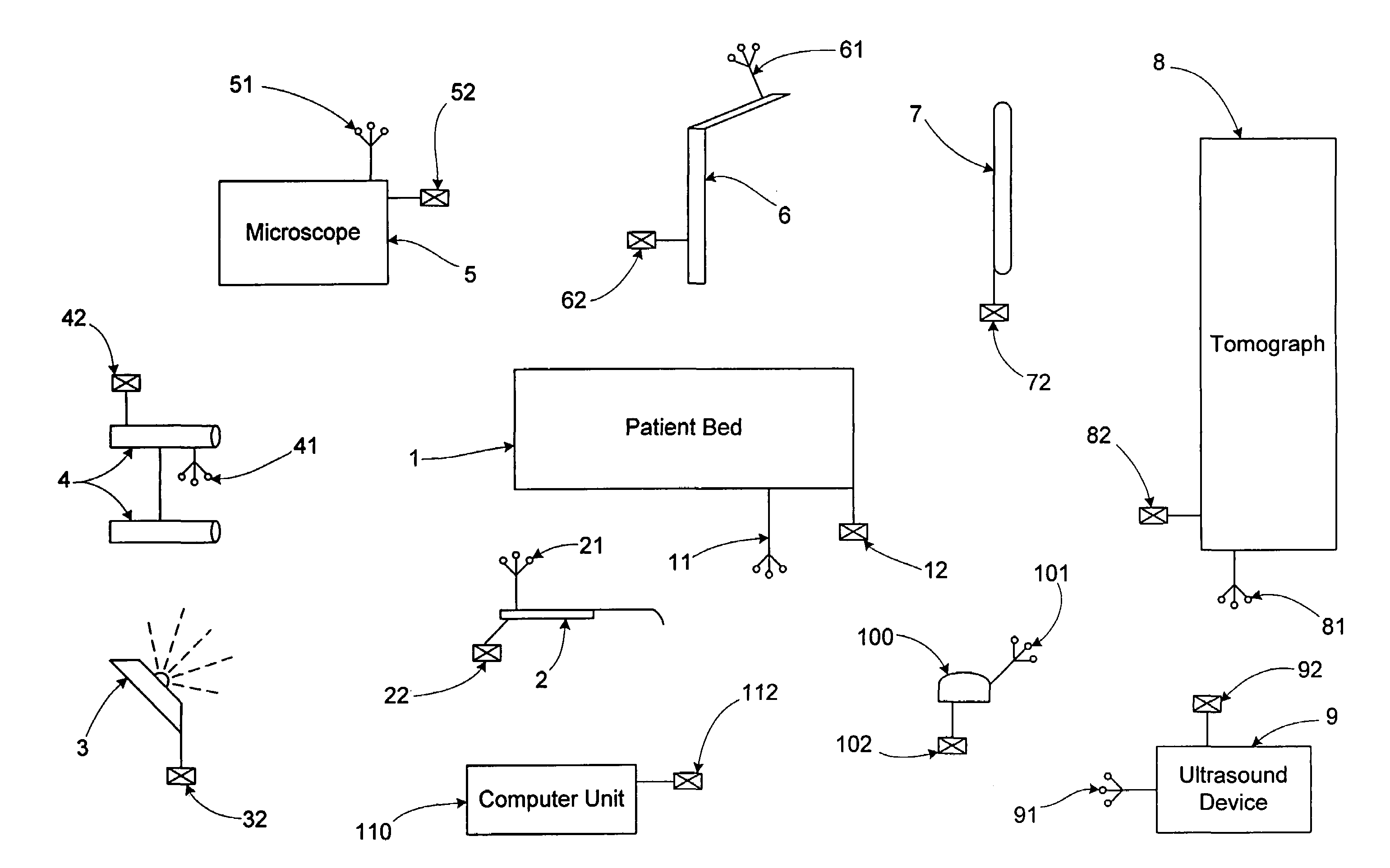 Cable-free medical detection and treatment system