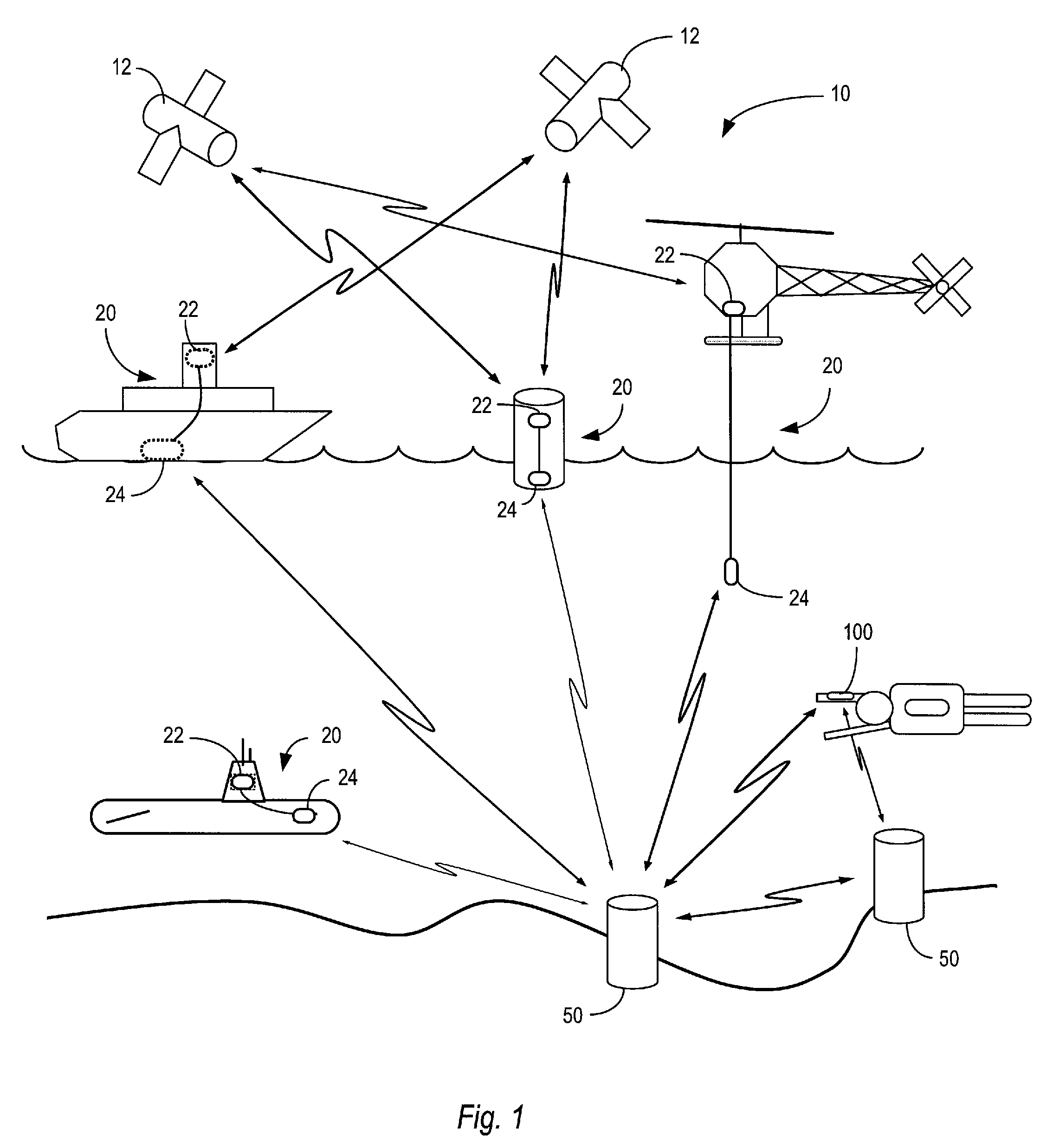 System and method for extending GPS to divers and underwater vehicles