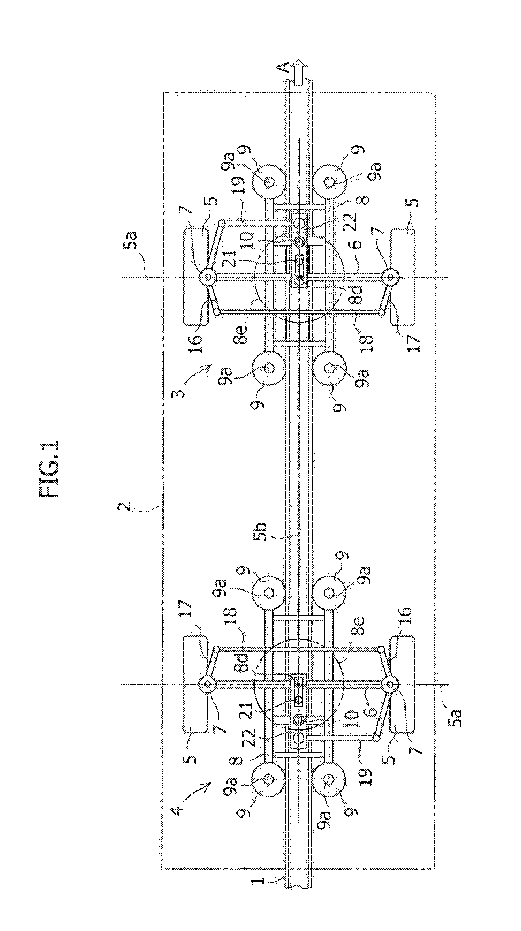 Track-guided vehicle wheel truck