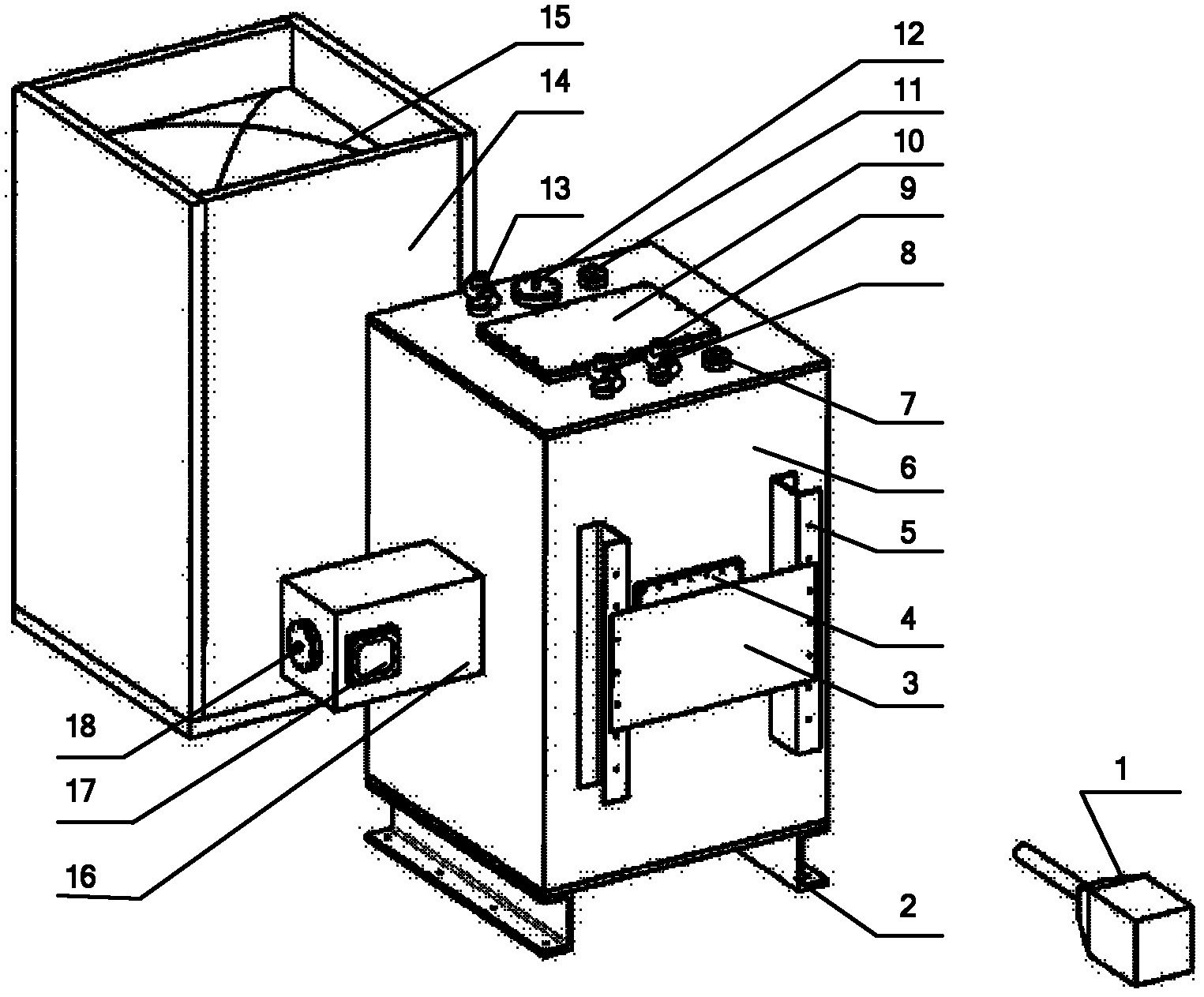 Testing device for imitating shot impact on fuel tank of airplane