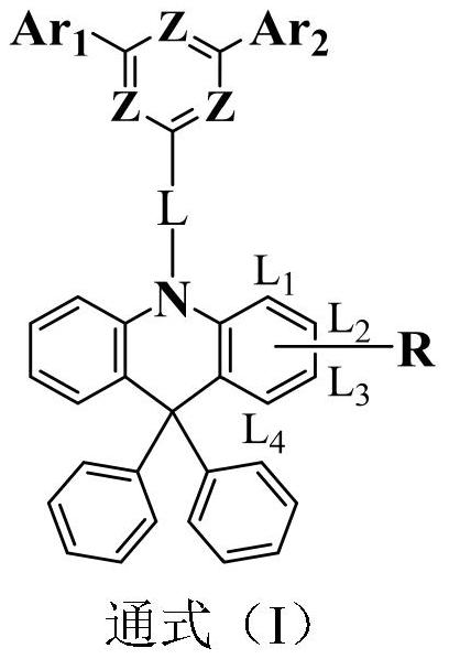 Compound taking diphenyl acridine as core, and application of compound in organic electroluminescent device