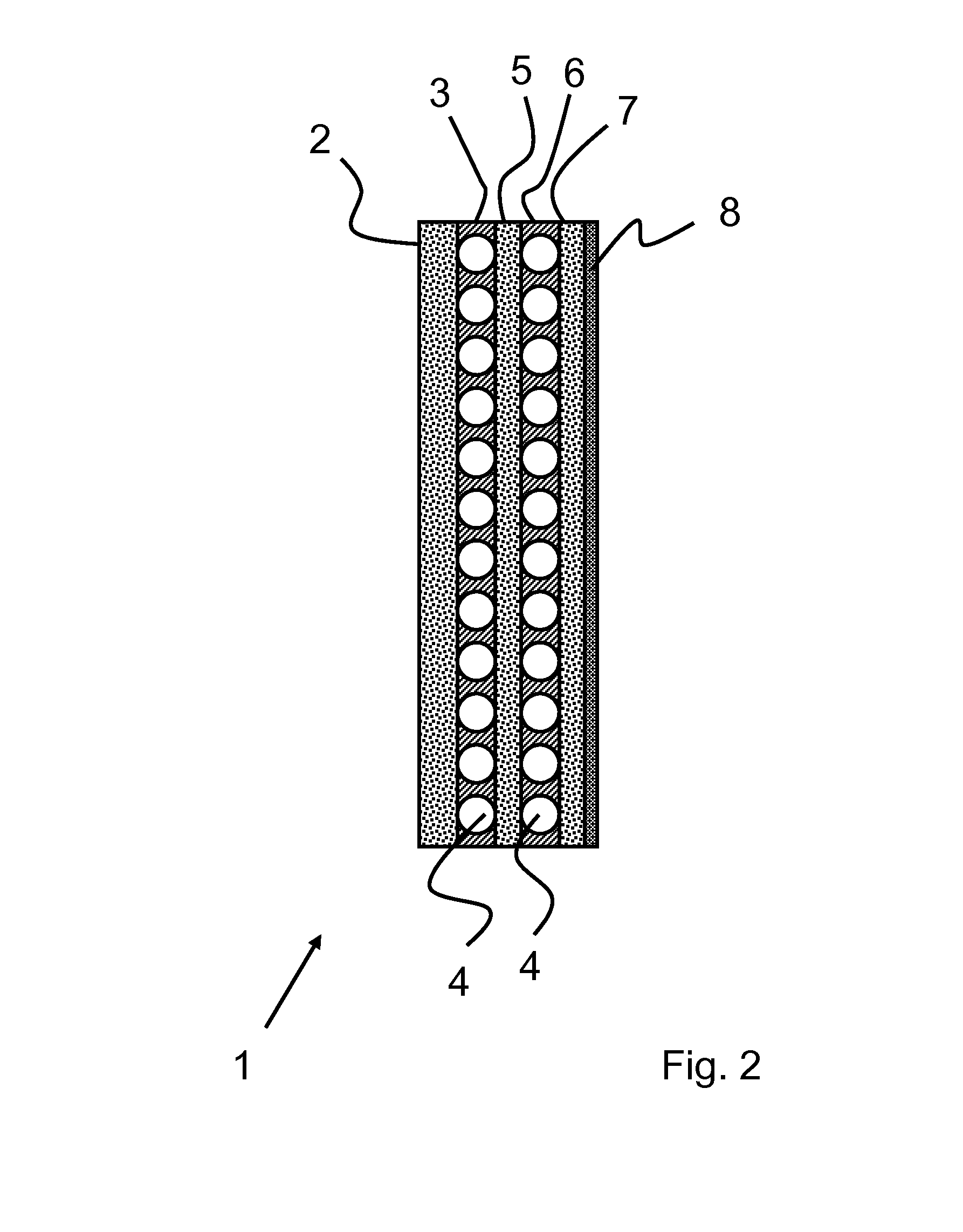 Building wall with fluid ducts as energy barriers