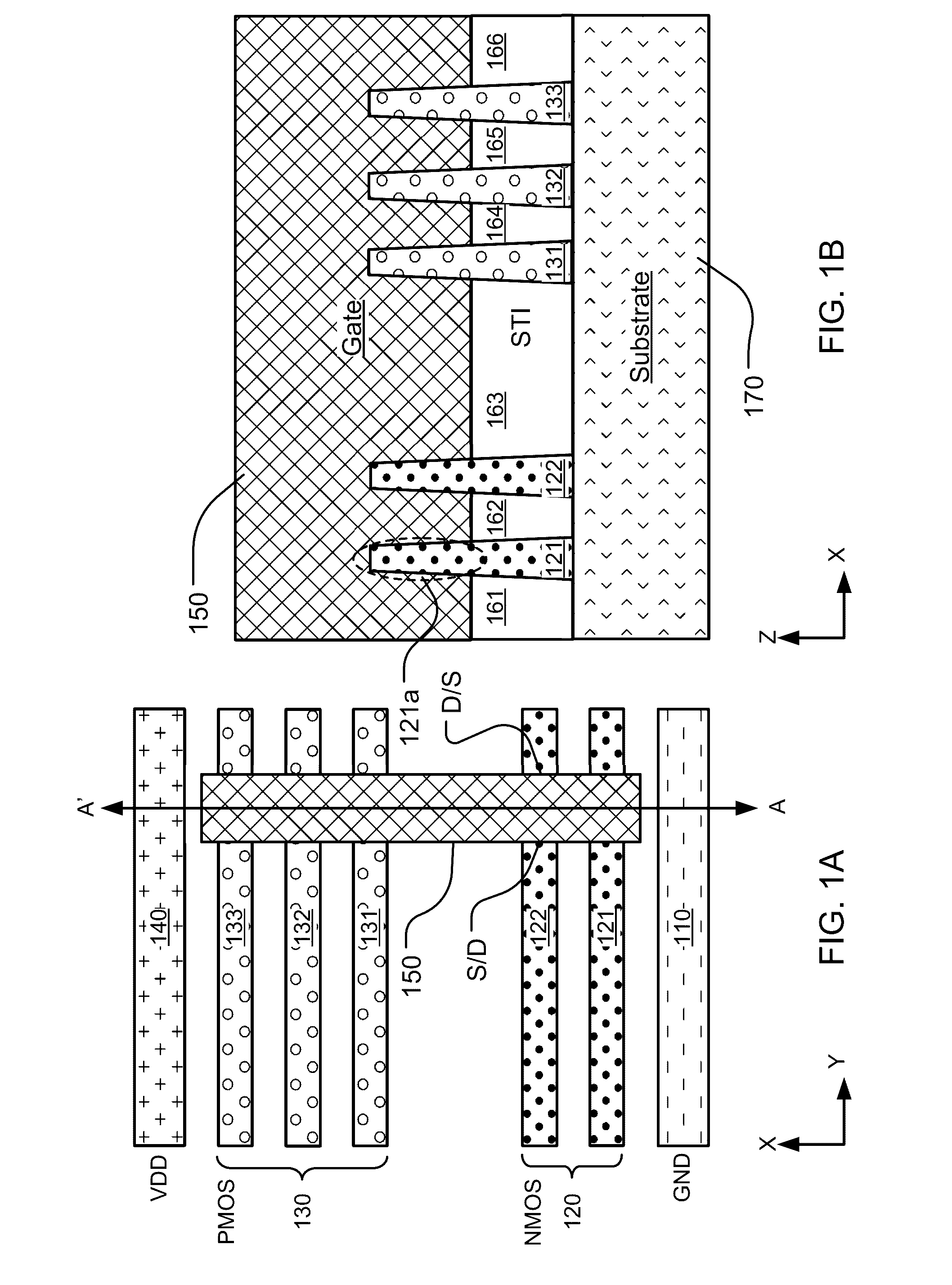 Cells having transistors and interconnects including nanowires or 2d material strips