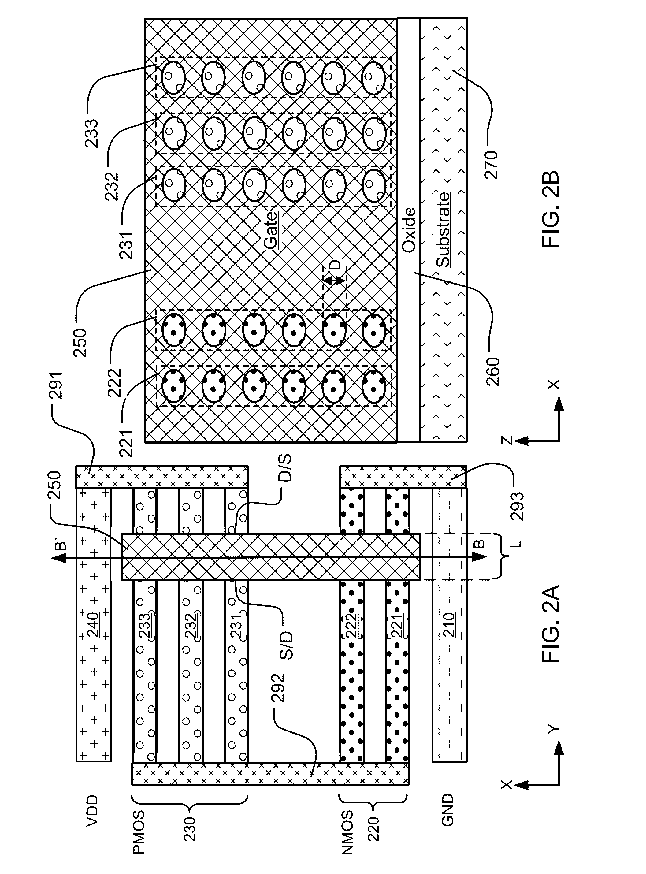 Cells having transistors and interconnects including nanowires or 2d material strips