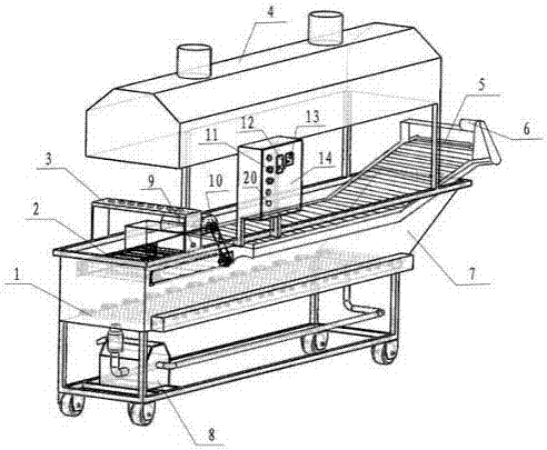 Processing device for breaded shrimps