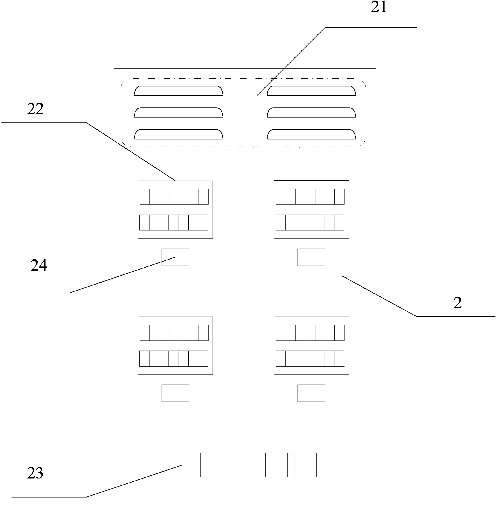 Single-phase and four-meter-position electric energy metering box