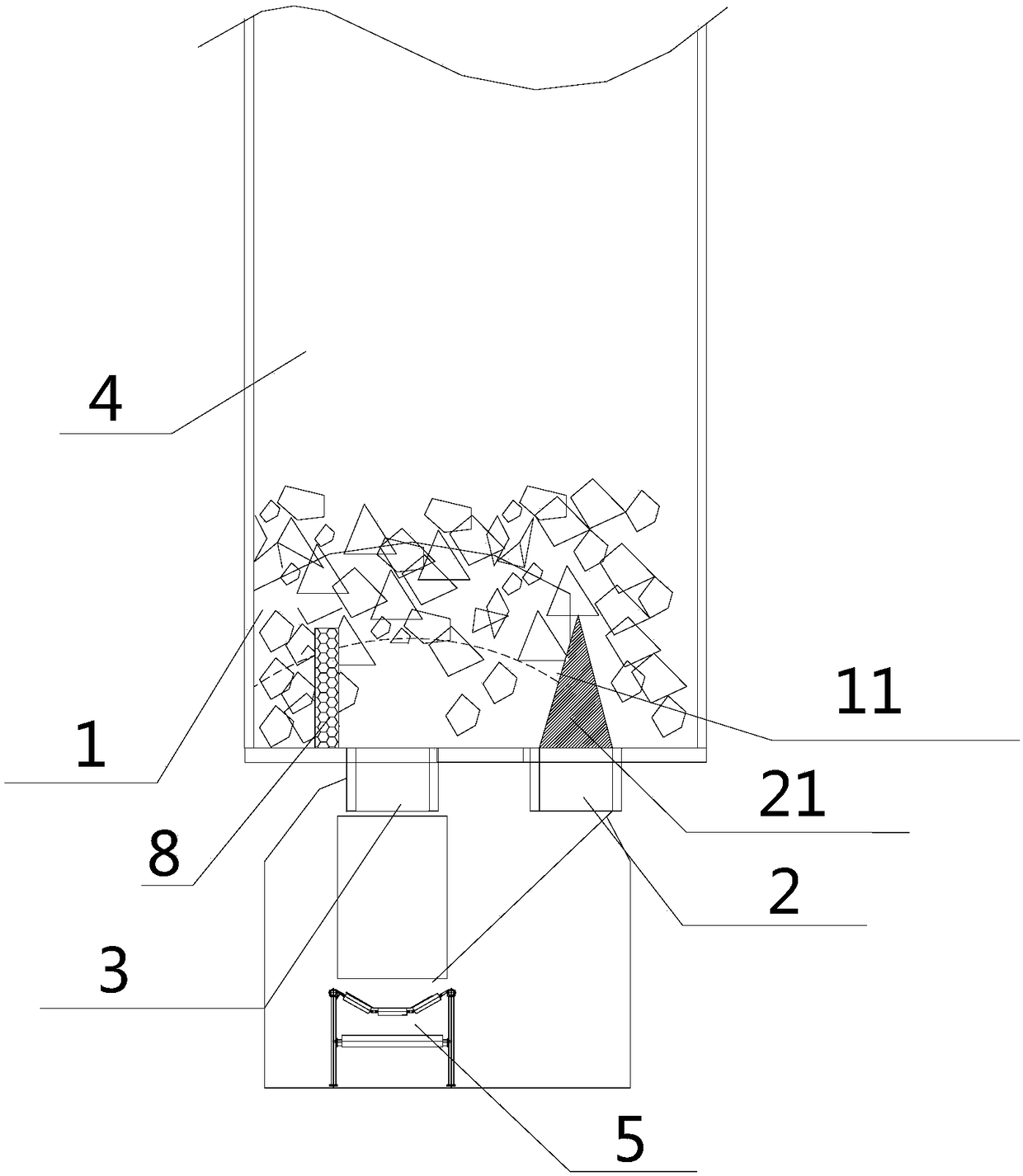 Anti-blockage coal bin structure