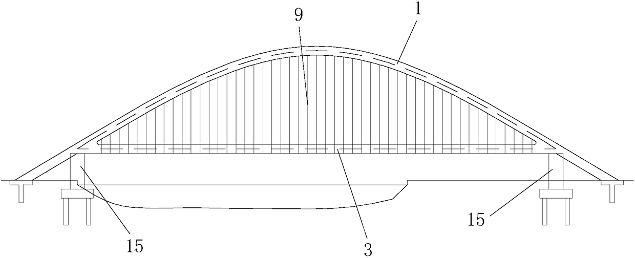 Large-span eccentric reclining steel box tie-rod arch bridge floating tow frame construction system