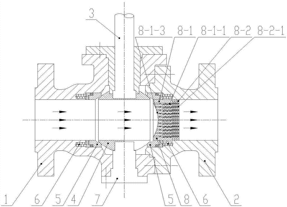 Ball valve controlling cavitation