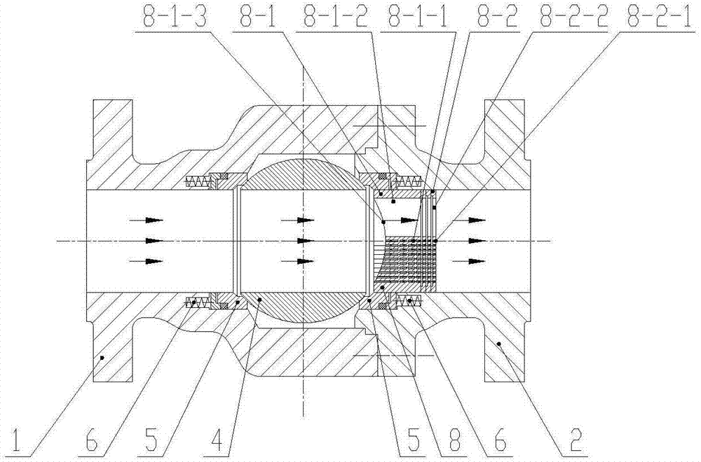 Ball valve controlling cavitation