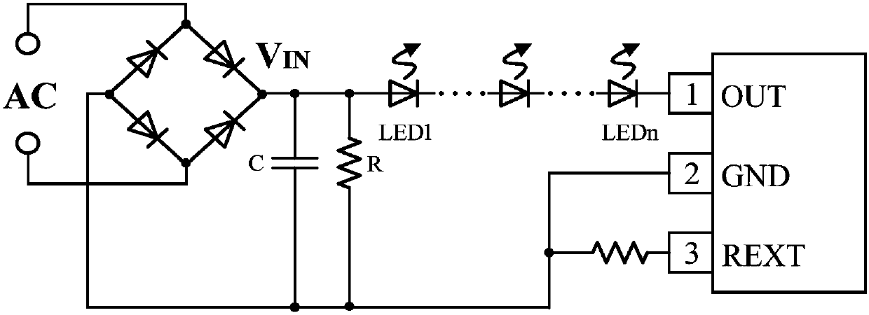 Linear high-efficiency constant-current no-stroboflash LED driving circuit and driving method thereof