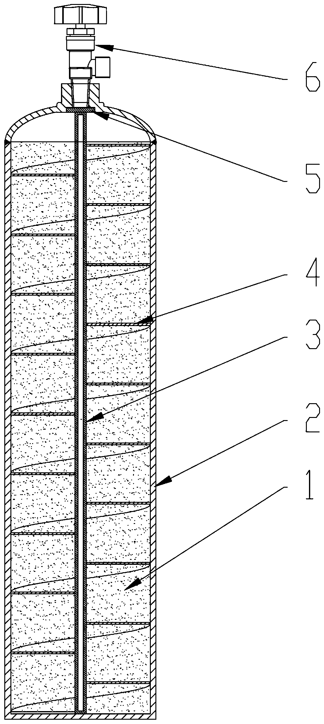 A metal hydride hydrogen storage tank with a helical structure