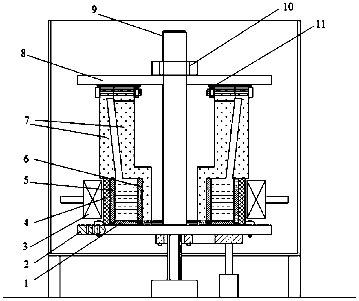 In-situ centrifugal casting device and centrifugal casting method for thin-wall alloy castings with circular ring sections