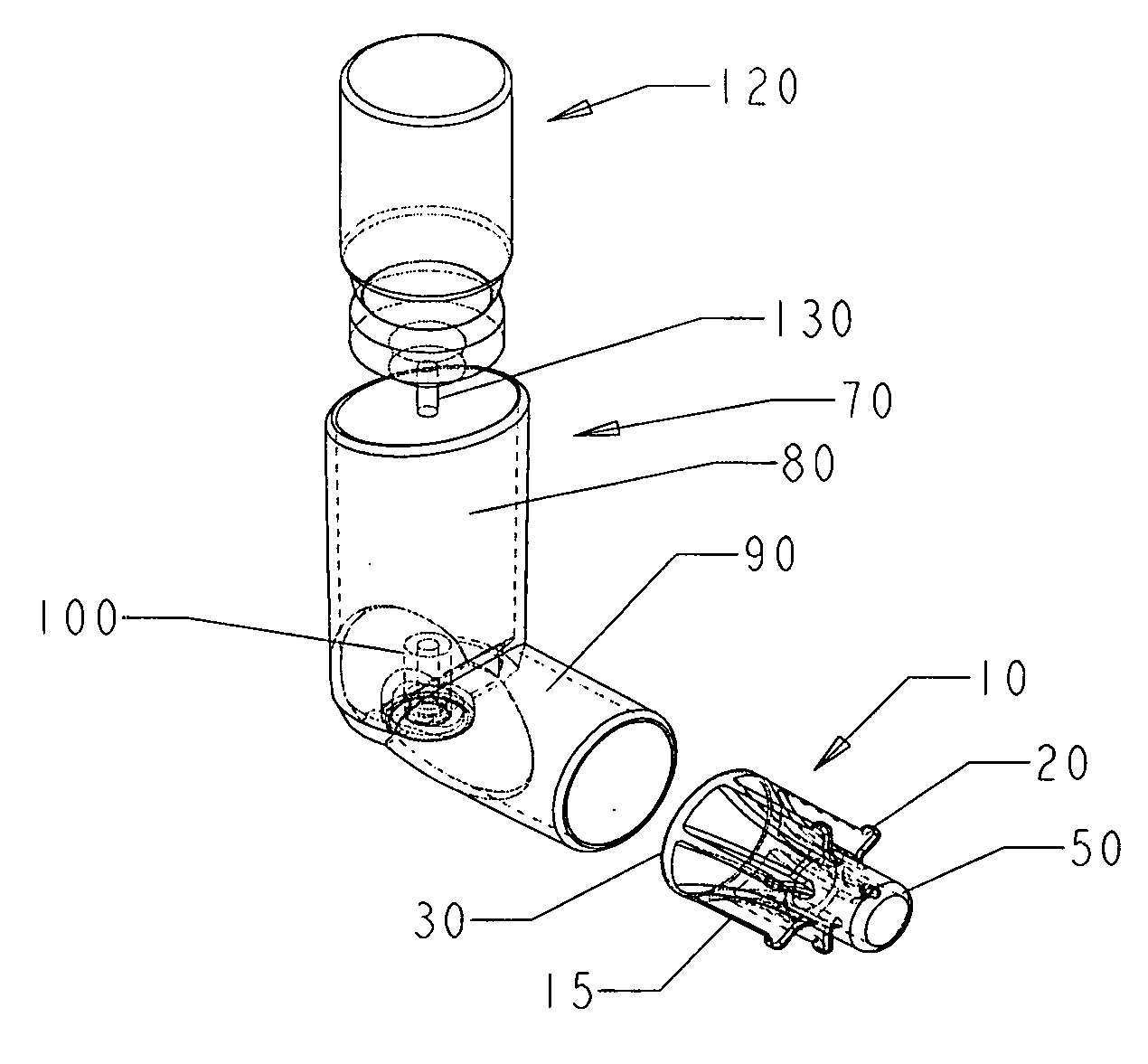 Nasal adaptation of an oral inhaler device