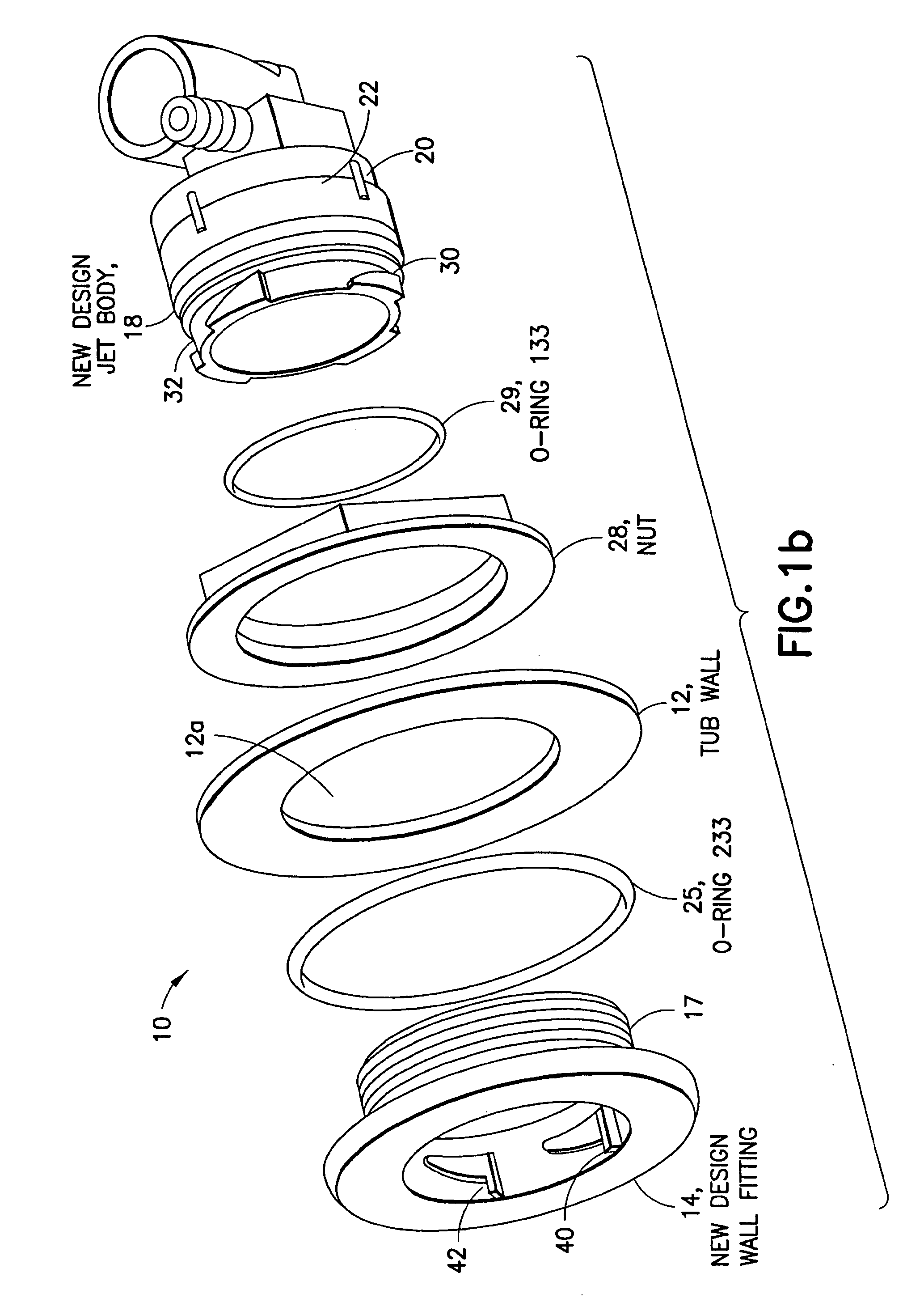 Flange fitting for bathtubs and spas