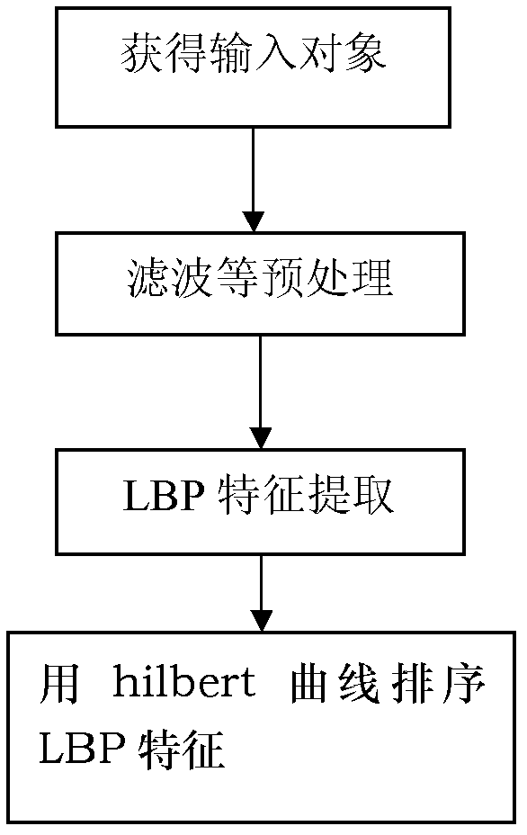 Image local feature extracting method on basis of Hilbert curve and LBP (length between perpendiculars)