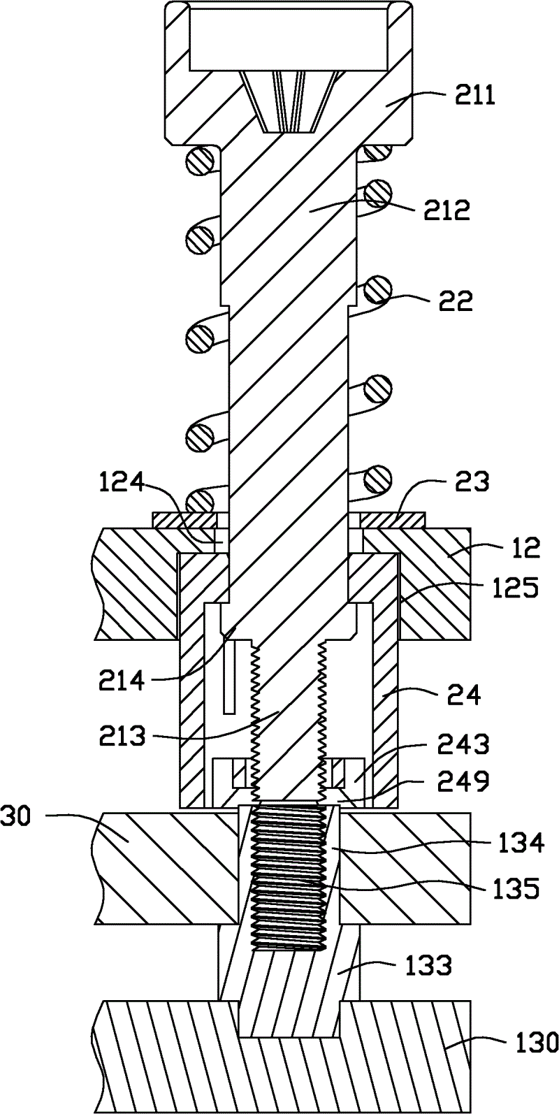 Fastening tool, heat dissipation device assembly using fastening tool, and electronic device